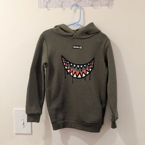 Hurley Olive Pullover Hoodie with Shark Tooth Graphic